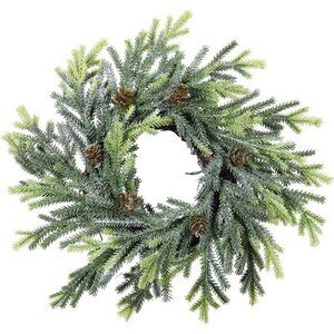 4 pcs Artificial Frosted Cedar and Pine Cone Candle Ring Christmas Candle Holder